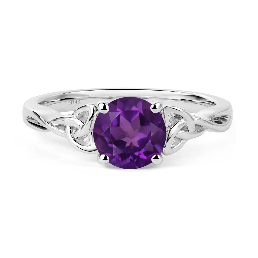 Round Cut Amethyst Celtic Ring - LUO Jewelry #metal_14k white gold