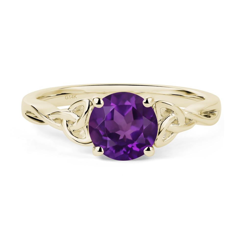 Round Cut Amethyst Celtic Ring - LUO Jewelry #metal_14k yellow gold