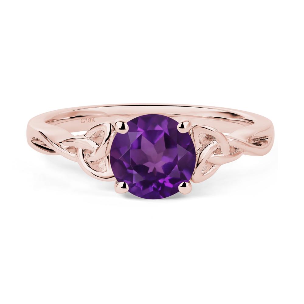Round Cut Amethyst Celtic Ring - LUO Jewelry #metal_18k rose gold