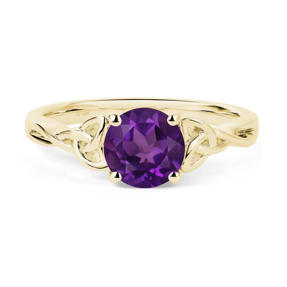Round Cut Amethyst Celtic Ring - LUO Jewelry #metal_18k yellow gold