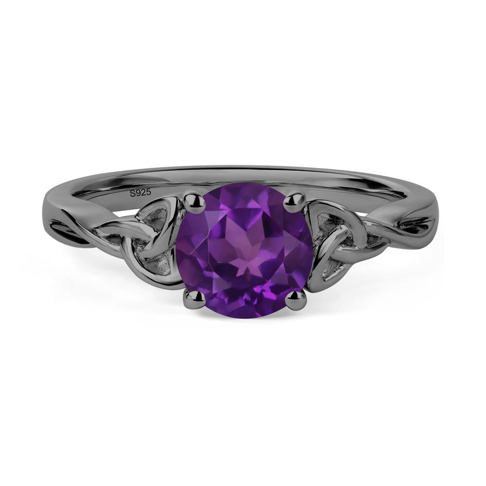 Round Cut Amethyst Celtic Ring - LUO Jewelry #metal_black finish sterling silver