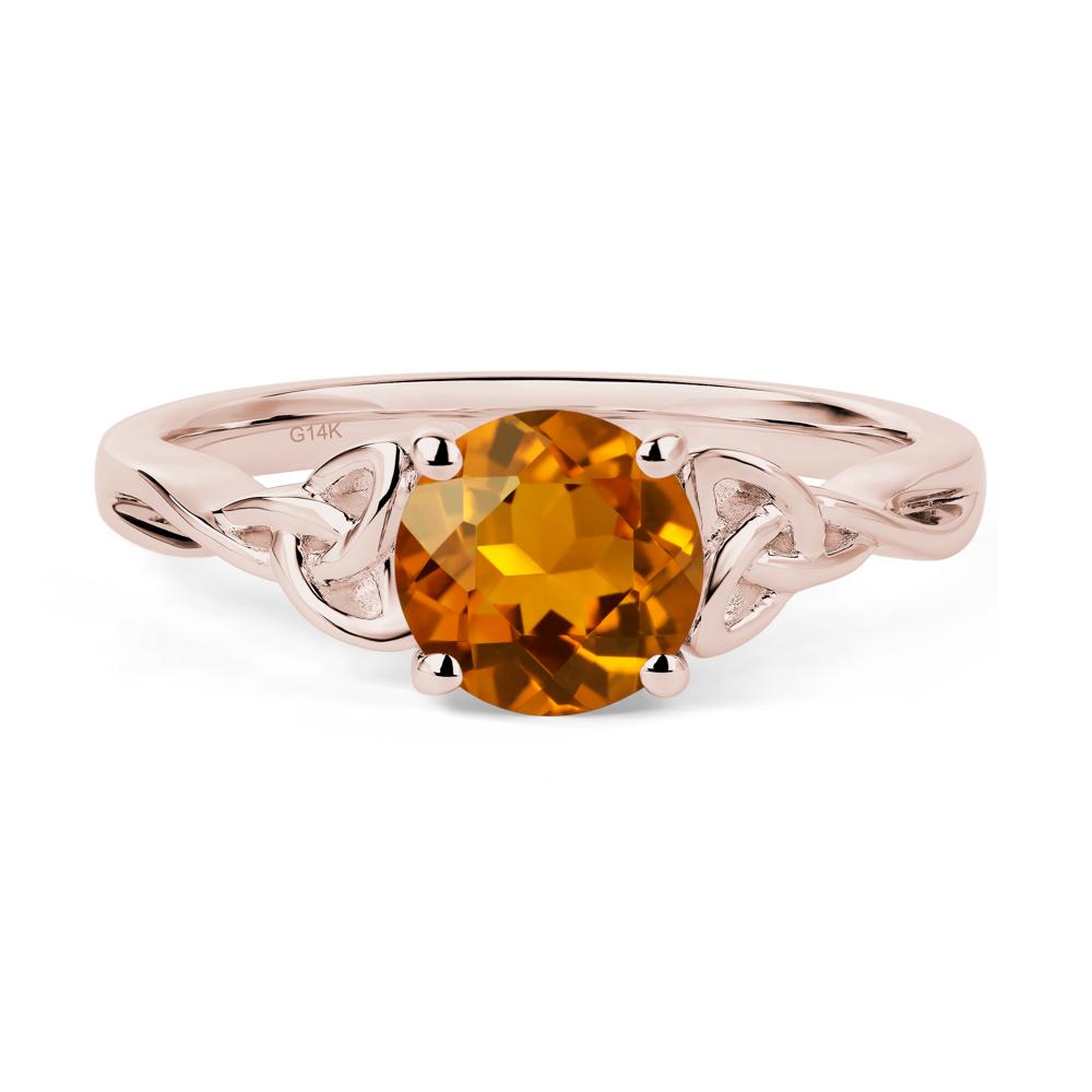 Round Cut Citrine Celtic Ring - LUO Jewelry #metal_14k rose gold
