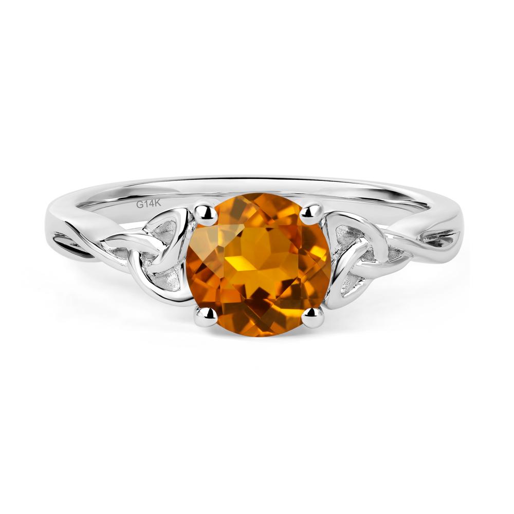 Round Cut Citrine Celtic Ring - LUO Jewelry #metal_14k white gold