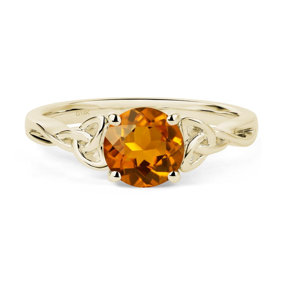 Round Cut Citrine Celtic Ring - LUO Jewelry #metal_14k yellow gold
