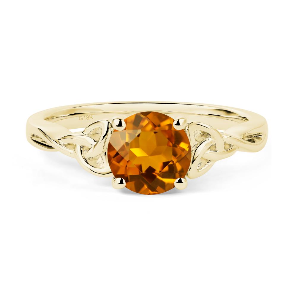Round Cut Citrine Celtic Ring - LUO Jewelry #metal_18k yellow gold