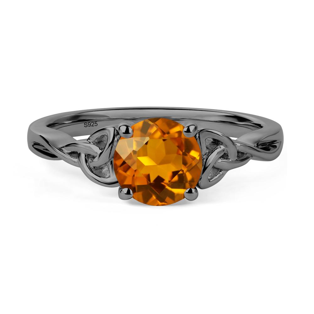 Round Cut Citrine Celtic Ring - LUO Jewelry #metal_black finish sterling silver