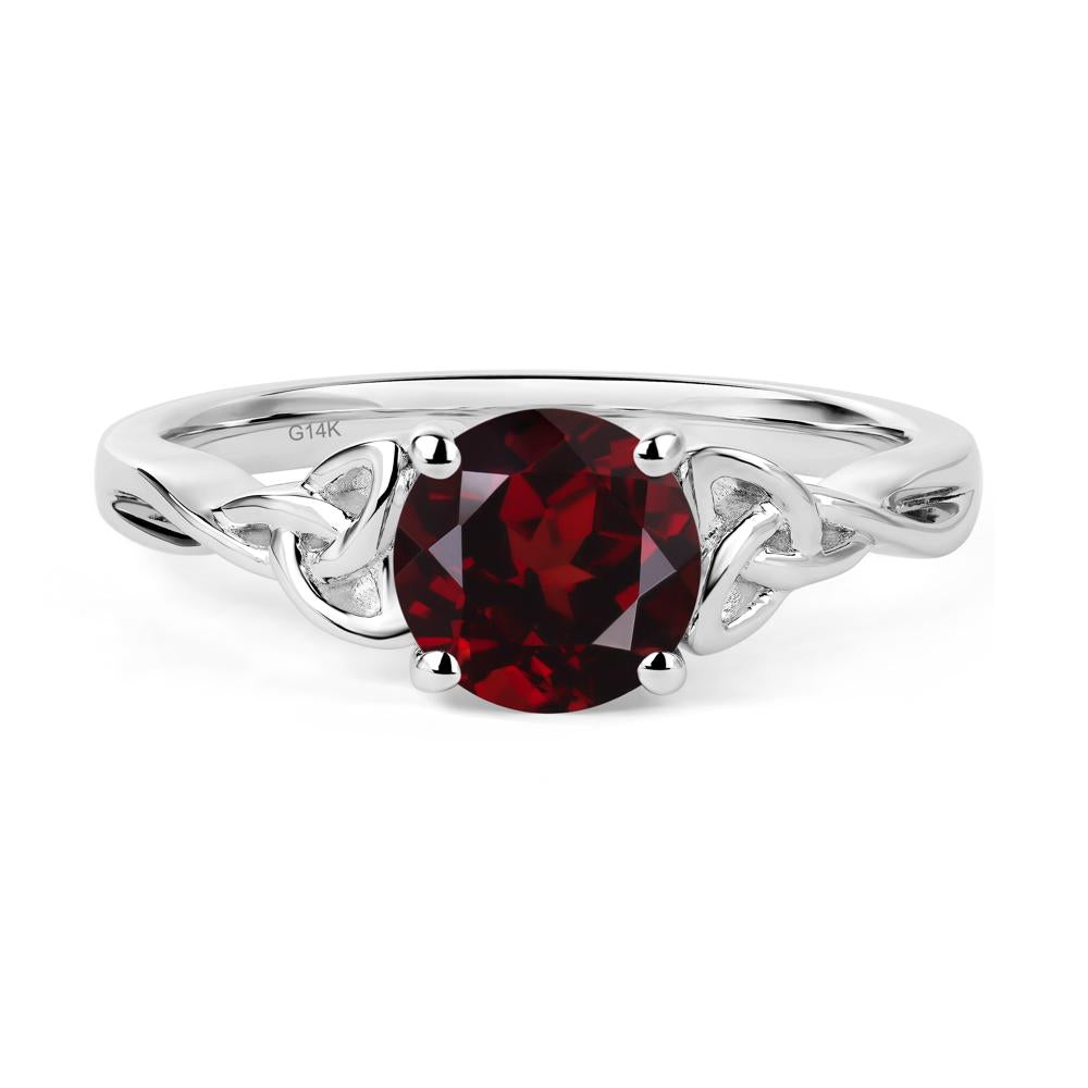 Round Cut Garnet Celtic Ring - LUO Jewelry #metal_14k white gold