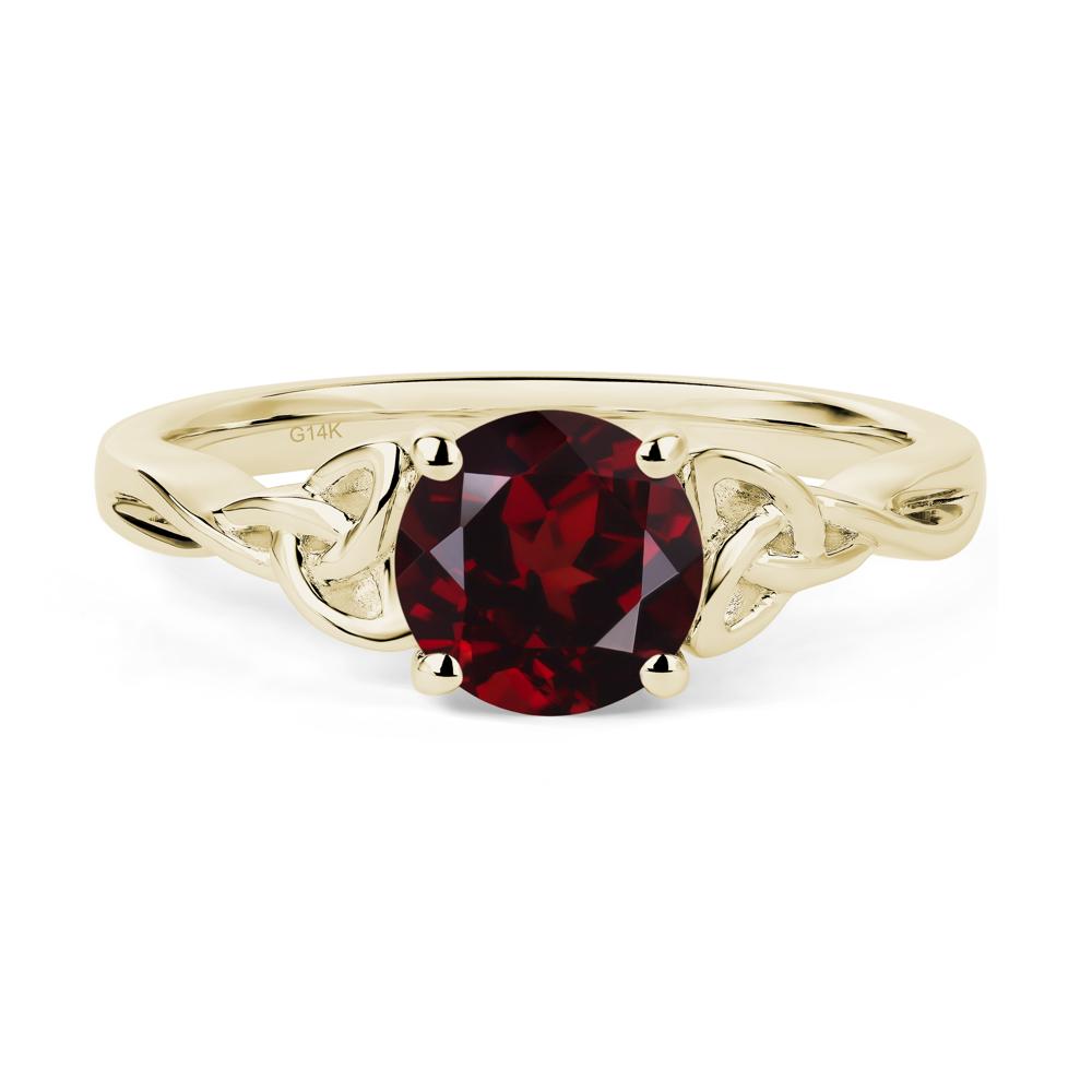 Round Cut Garnet Celtic Ring - LUO Jewelry #metal_14k yellow gold
