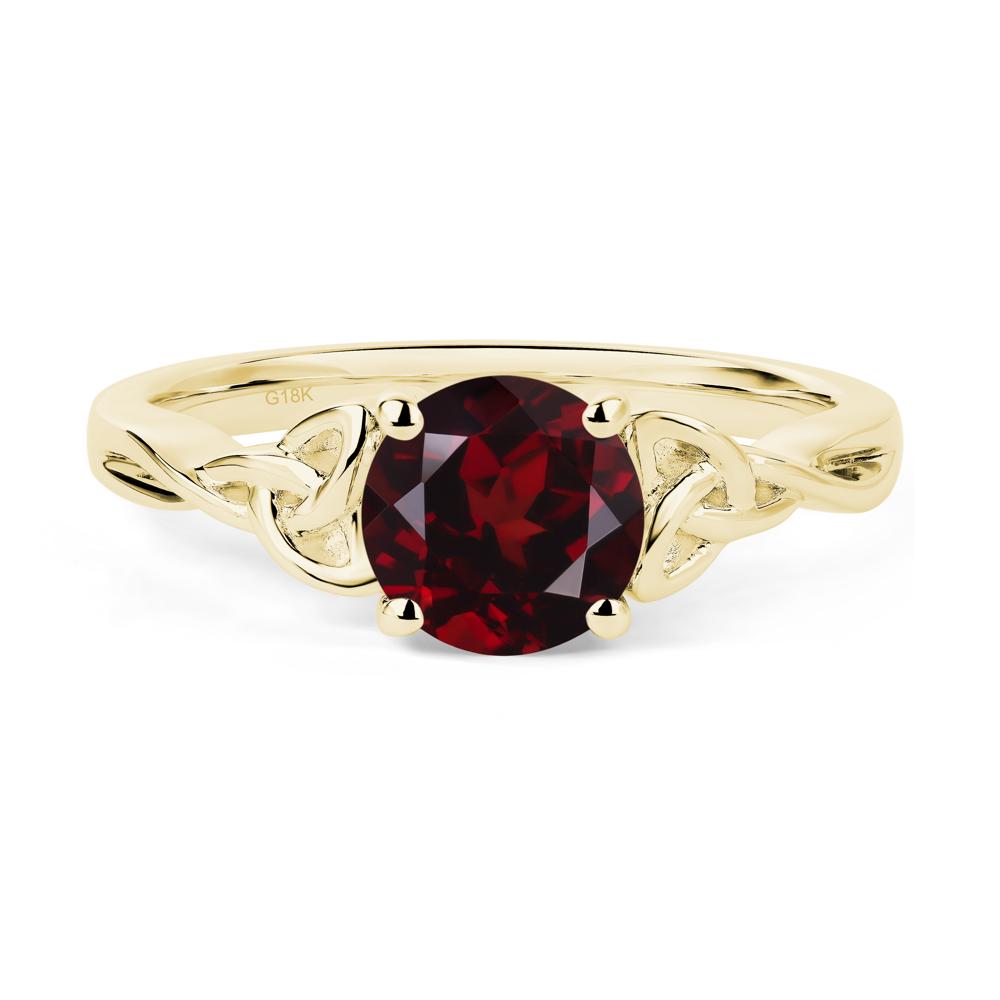 Round Cut Garnet Celtic Ring - LUO Jewelry #metal_18k yellow gold