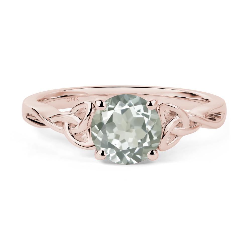 Round Cut Green Amethyst Celtic Ring - LUO Jewelry #metal_14k rose gold