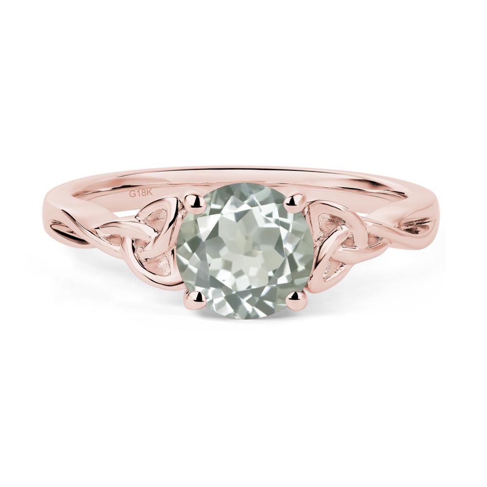 Round Cut Green Amethyst Celtic Ring - LUO Jewelry #metal_18k rose gold