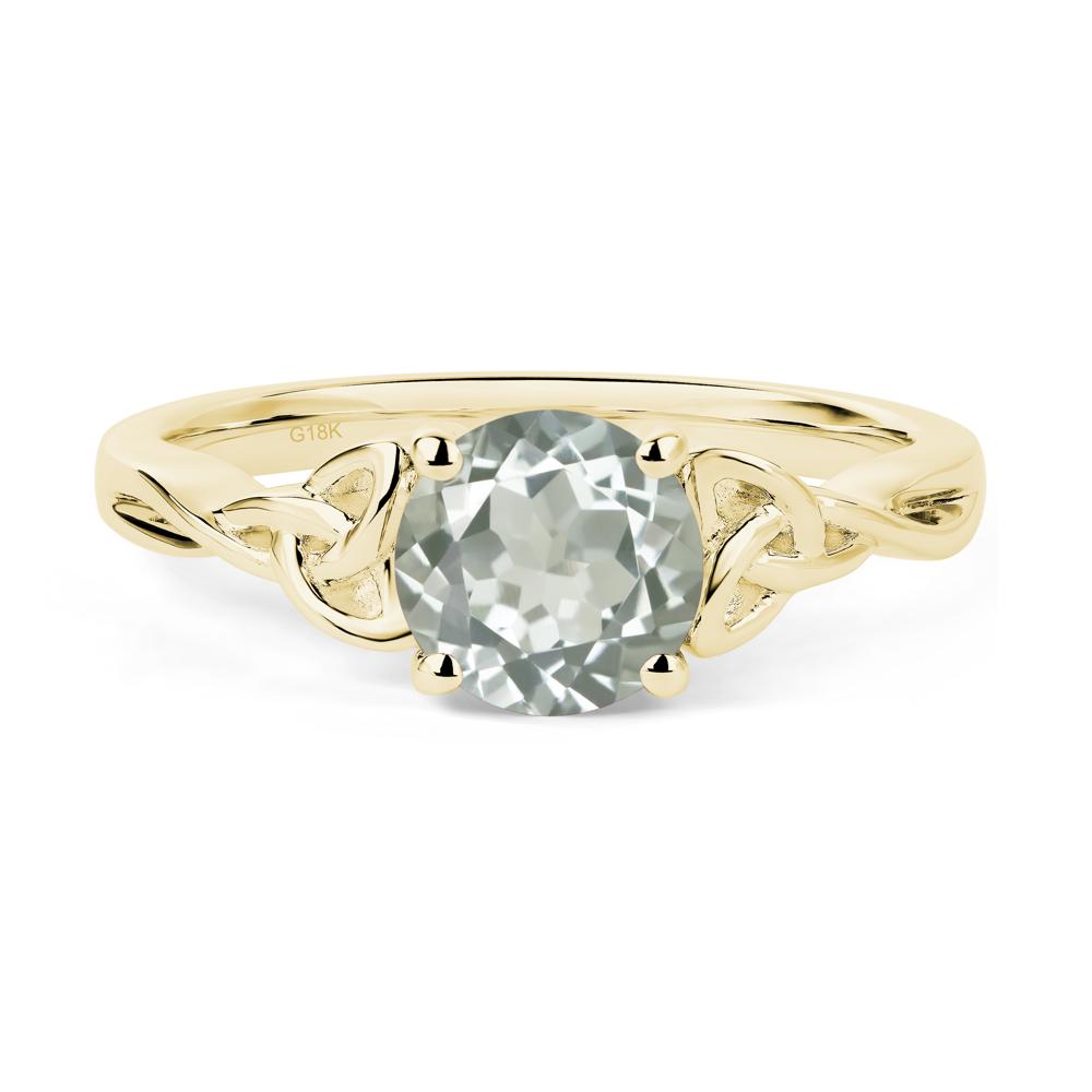 Round Cut Green Amethyst Celtic Ring - LUO Jewelry #metal_18k yellow gold