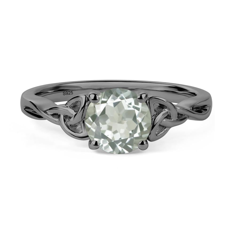 Round Cut Green Amethyst Celtic Ring - LUO Jewelry #metal_black finish sterling silver