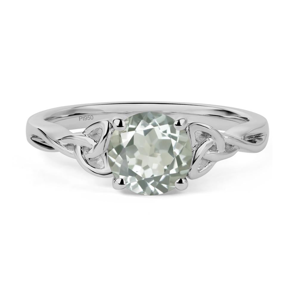 Round Cut Green Amethyst Celtic Ring - LUO Jewelry #metal_platinum