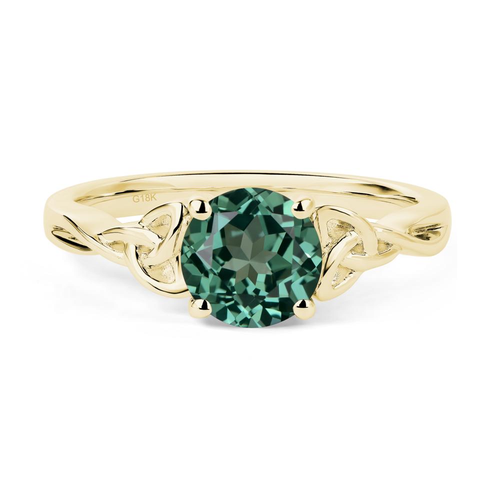Round Cut Green Sapphire Celtic Ring - LUO Jewelry #metal_18k yellow gold