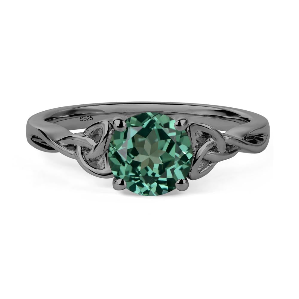 Round Cut Green Sapphire Celtic Ring - LUO Jewelry #metal_black finish sterling silver