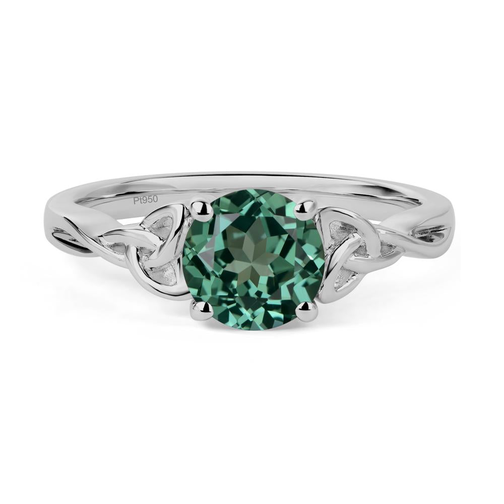 Round Cut Green Sapphire Celtic Ring - LUO Jewelry #metal_platinum