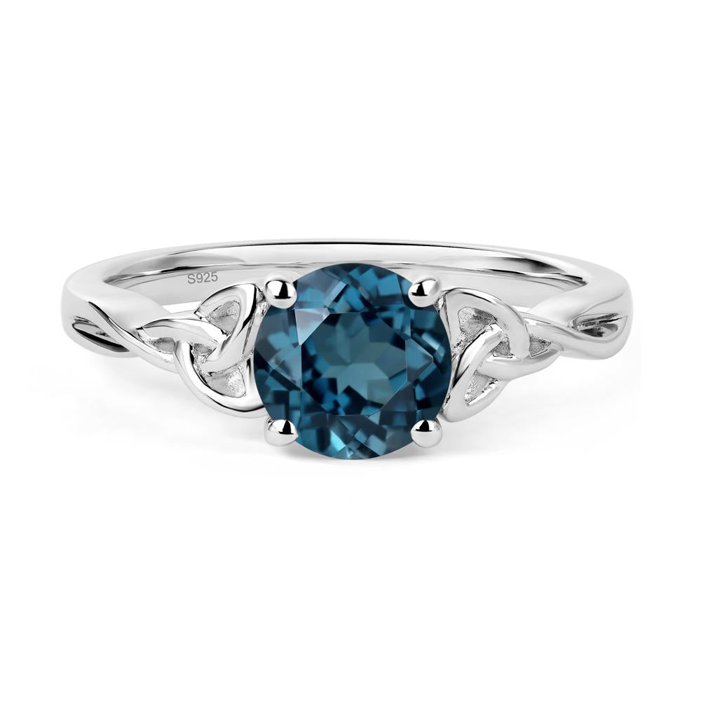 Round Cut London Blue Topaz Celtic Ring - LUO Jewelry #metal_sterling silver
