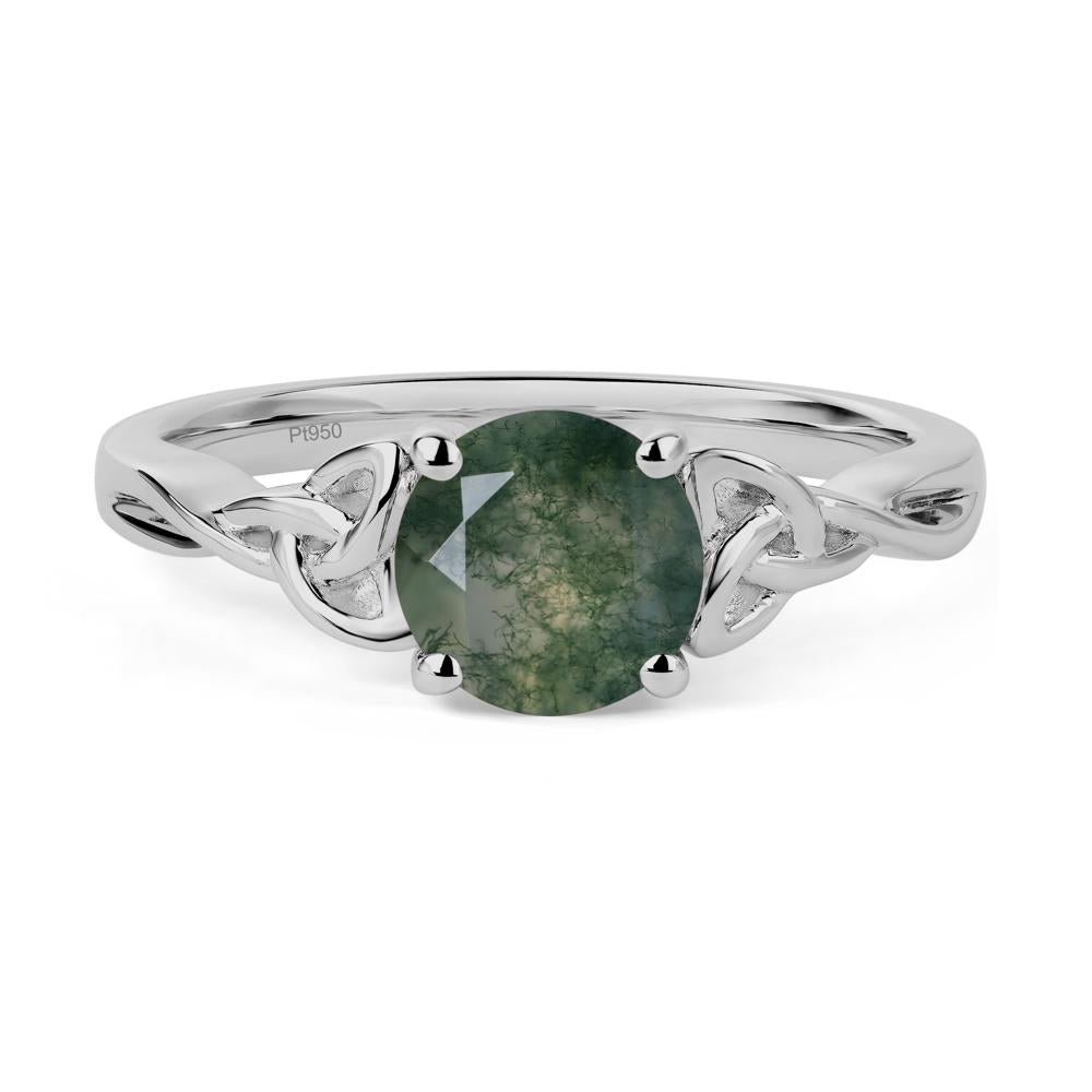 Round Cut Moss Agate Celtic Ring - LUO Jewelry #metal_platinum