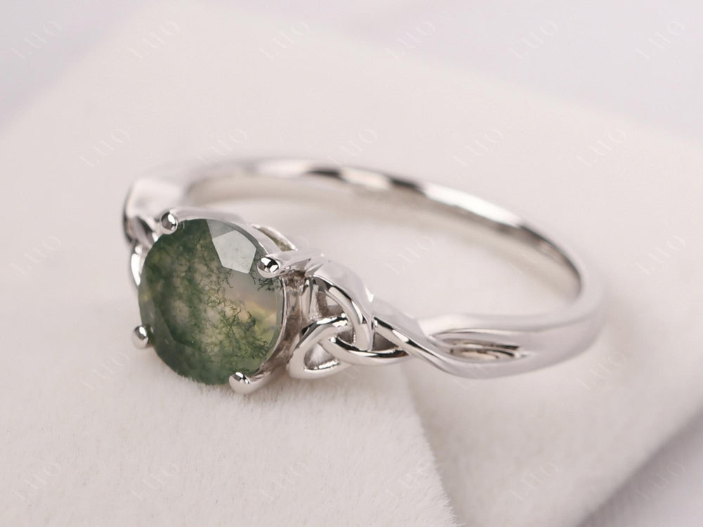 Round Cut Moss Agate Celtic Ring - LUO Jewelry