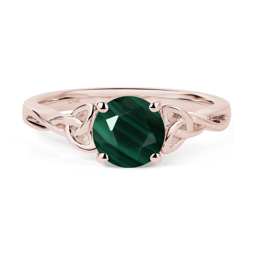 Round Cut Malachite Celtic Ring - LUO Jewelry #metal_14k rose gold