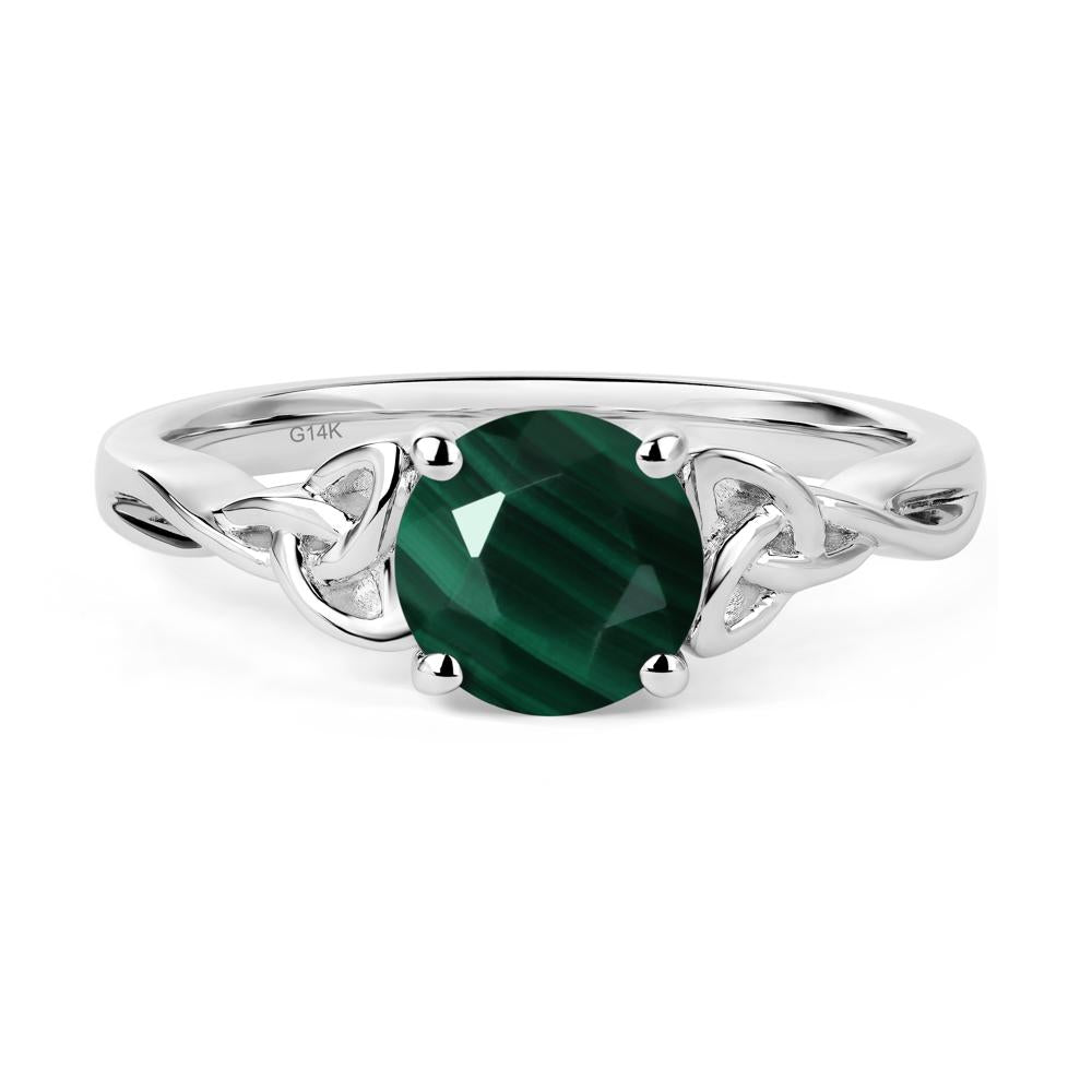 Round Cut Malachite Celtic Ring - LUO Jewelry #metal_14k white gold