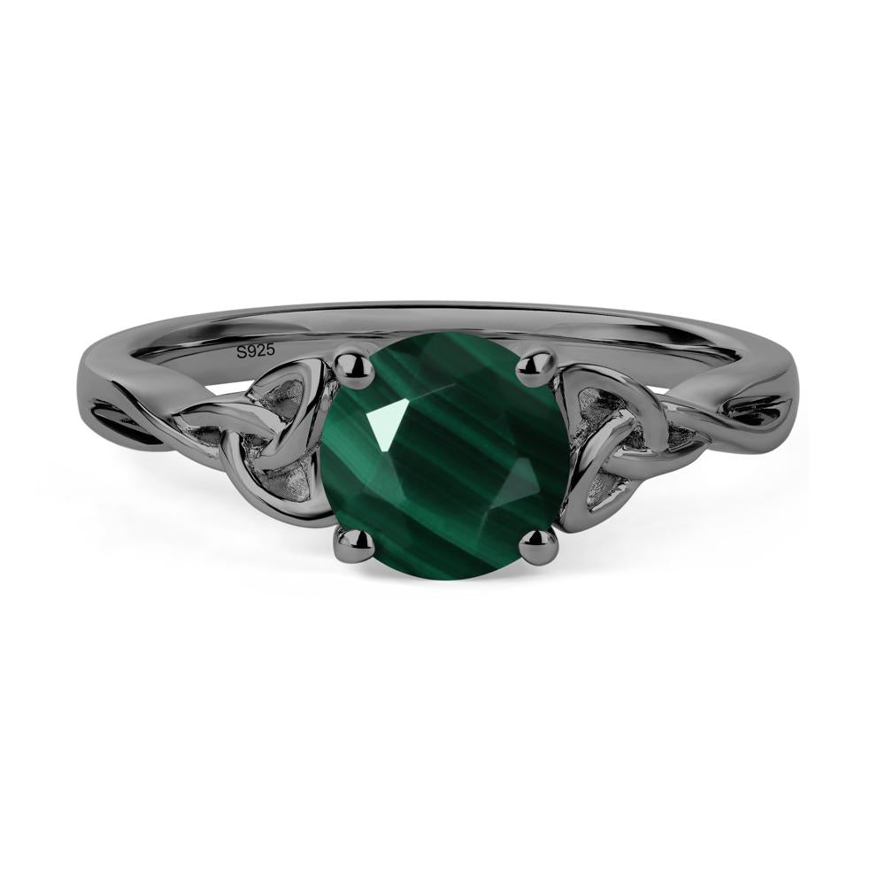 Round Cut Malachite Celtic Ring - LUO Jewelry #metal_black finish sterling silver