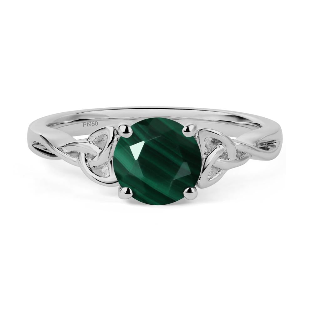 Round Cut Malachite Celtic Ring - LUO Jewelry #metal_platinum