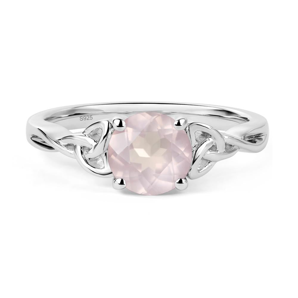 Round Cut Rose Quartz Celtic Ring - LUO Jewelry #metal_sterling silver