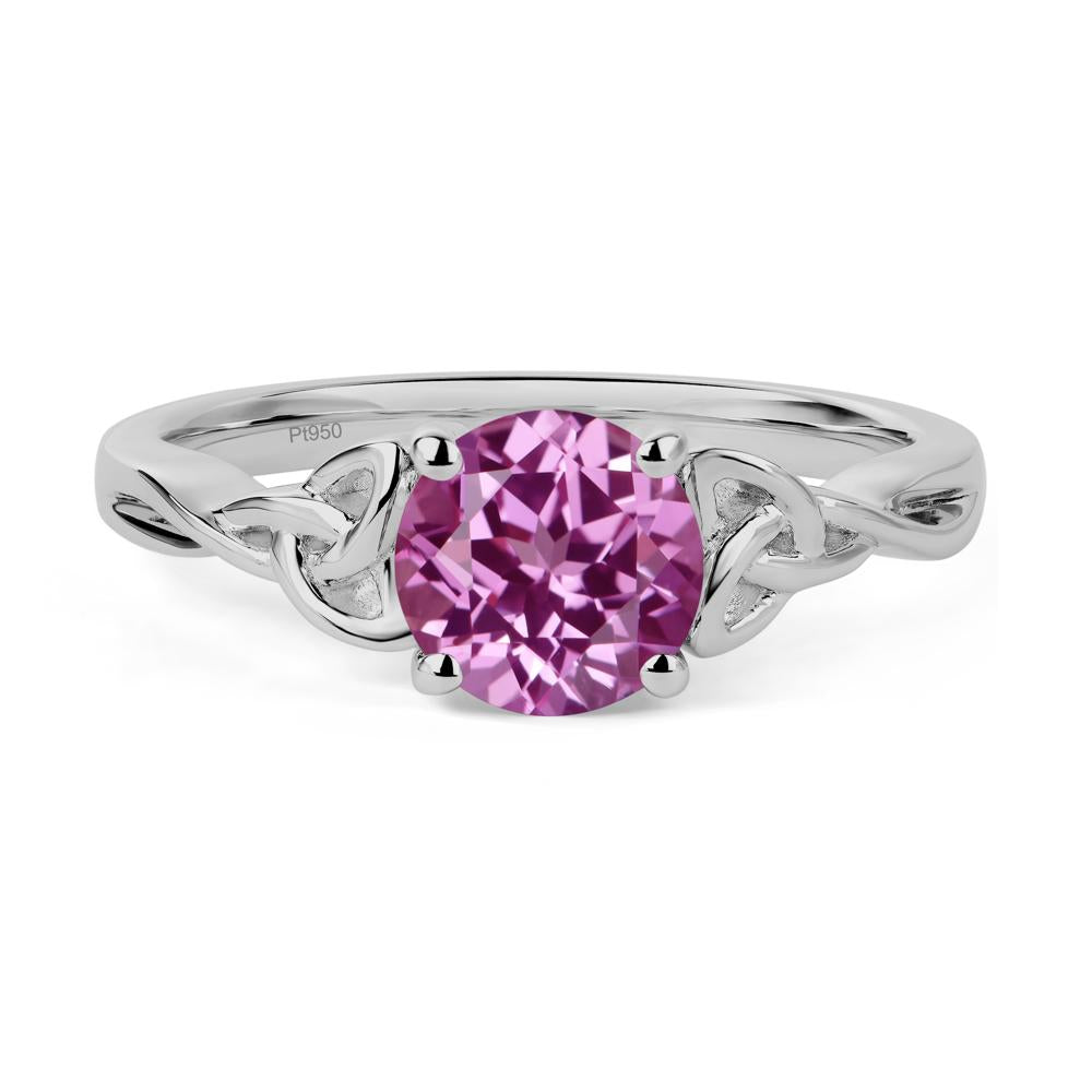 Round Cut Lab Pink Sapphire Celtic Ring - LUO Jewelry #metal_platinum