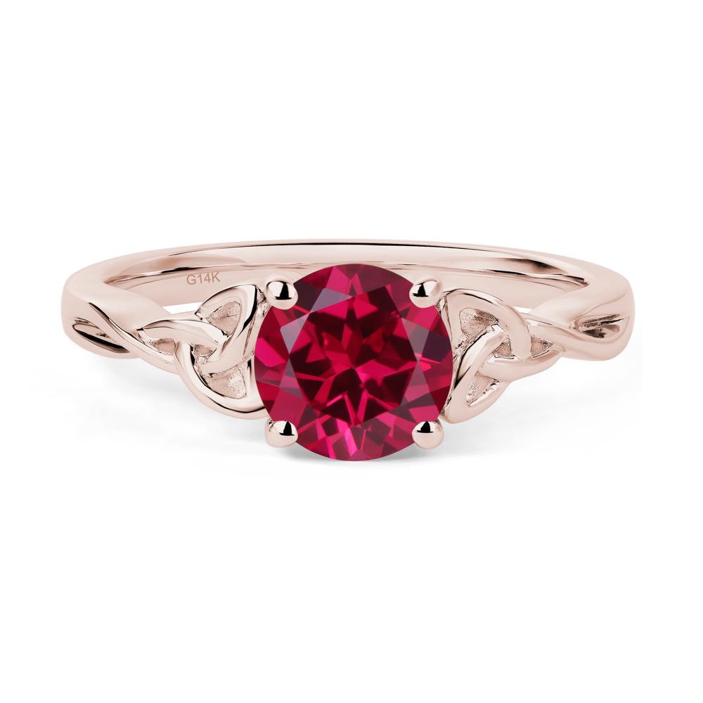 Round Cut Ruby Celtic Ring - LUO Jewelry #metal_14k rose gold