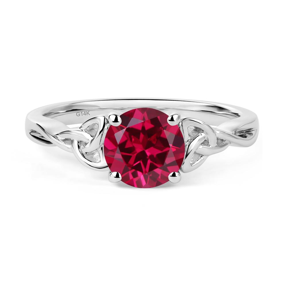 Round Cut Ruby Celtic Ring - LUO Jewelry #metal_14k white gold