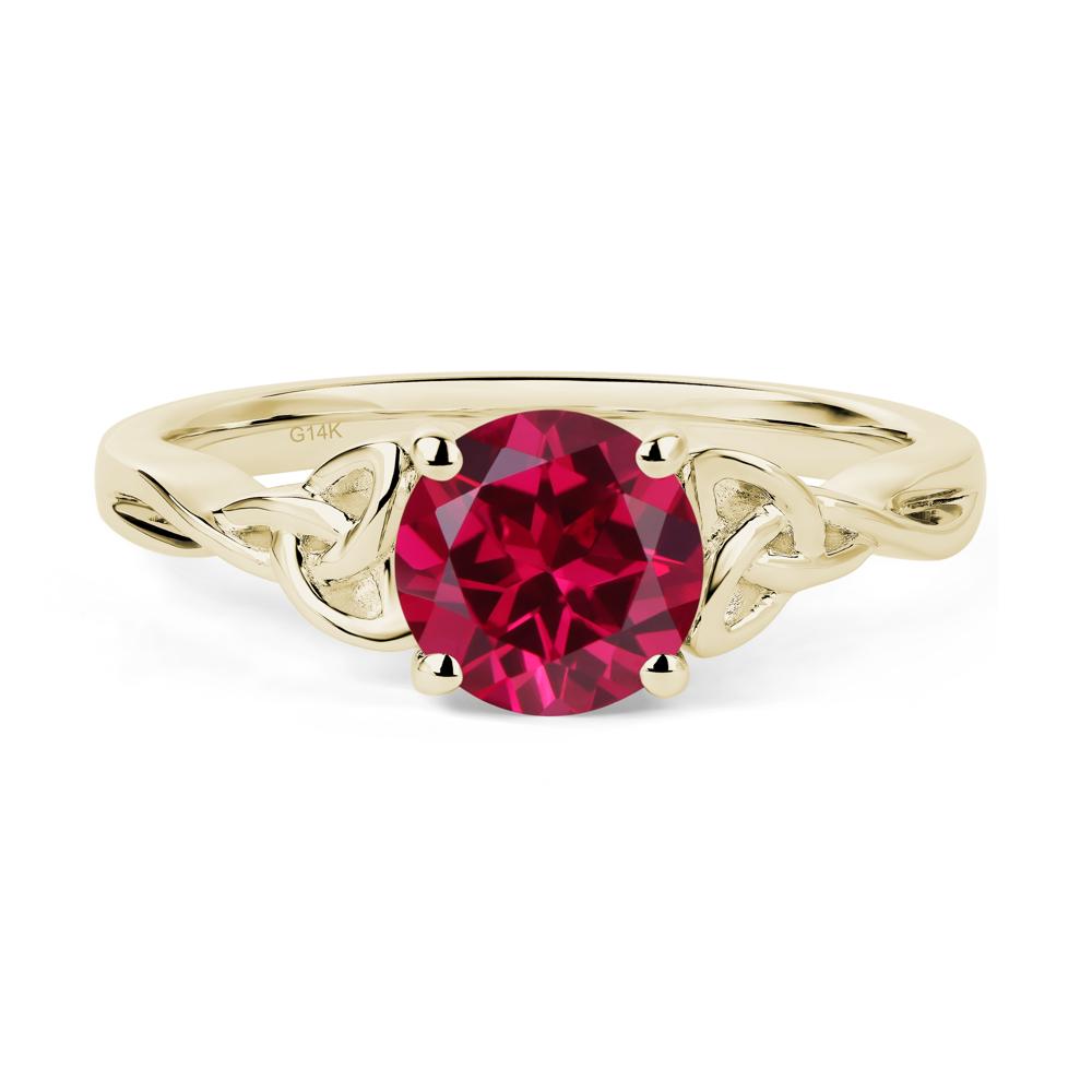 Round Cut Ruby Celtic Ring - LUO Jewelry #metal_14k yellow gold