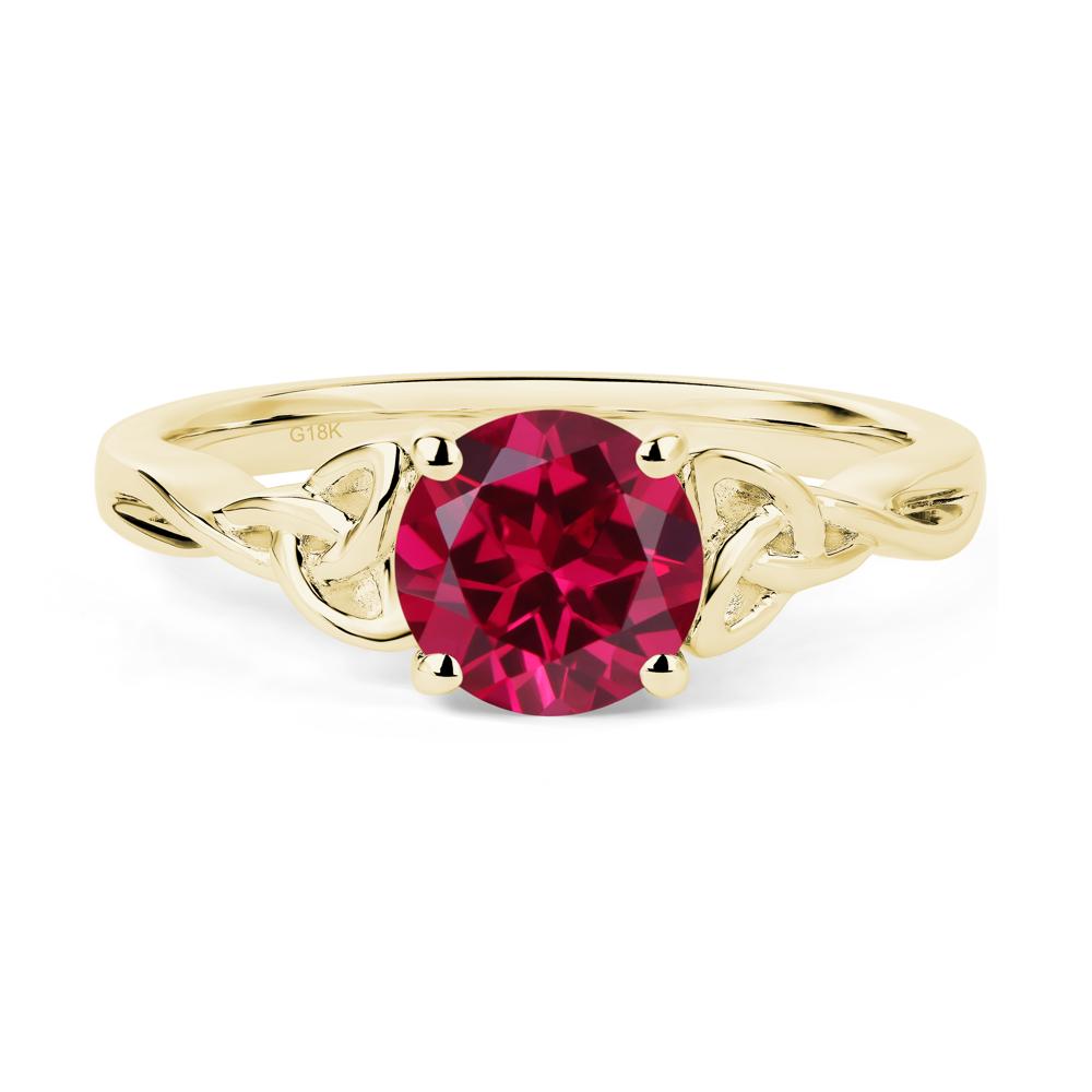 Round Cut Ruby Celtic Ring - LUO Jewelry #metal_18k yellow gold