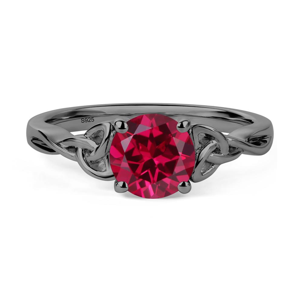 Round Cut Ruby Celtic Ring - LUO Jewelry #metal_black finish sterling silver