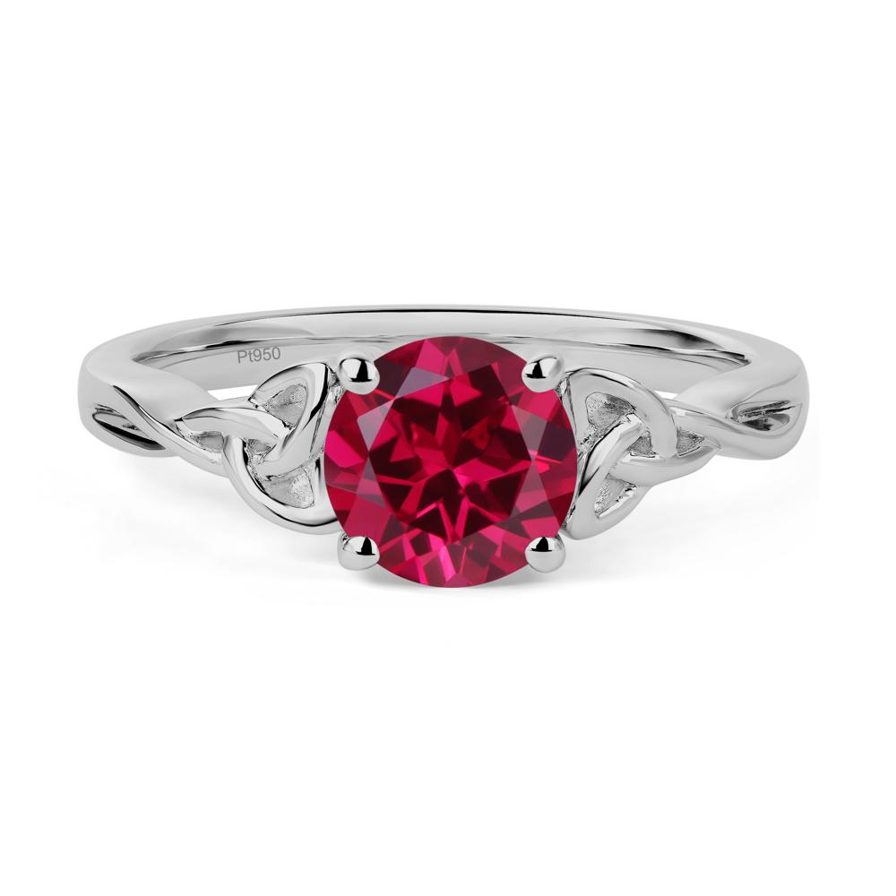 Round Cut Ruby Celtic Ring - LUO Jewelry #metal_platinum