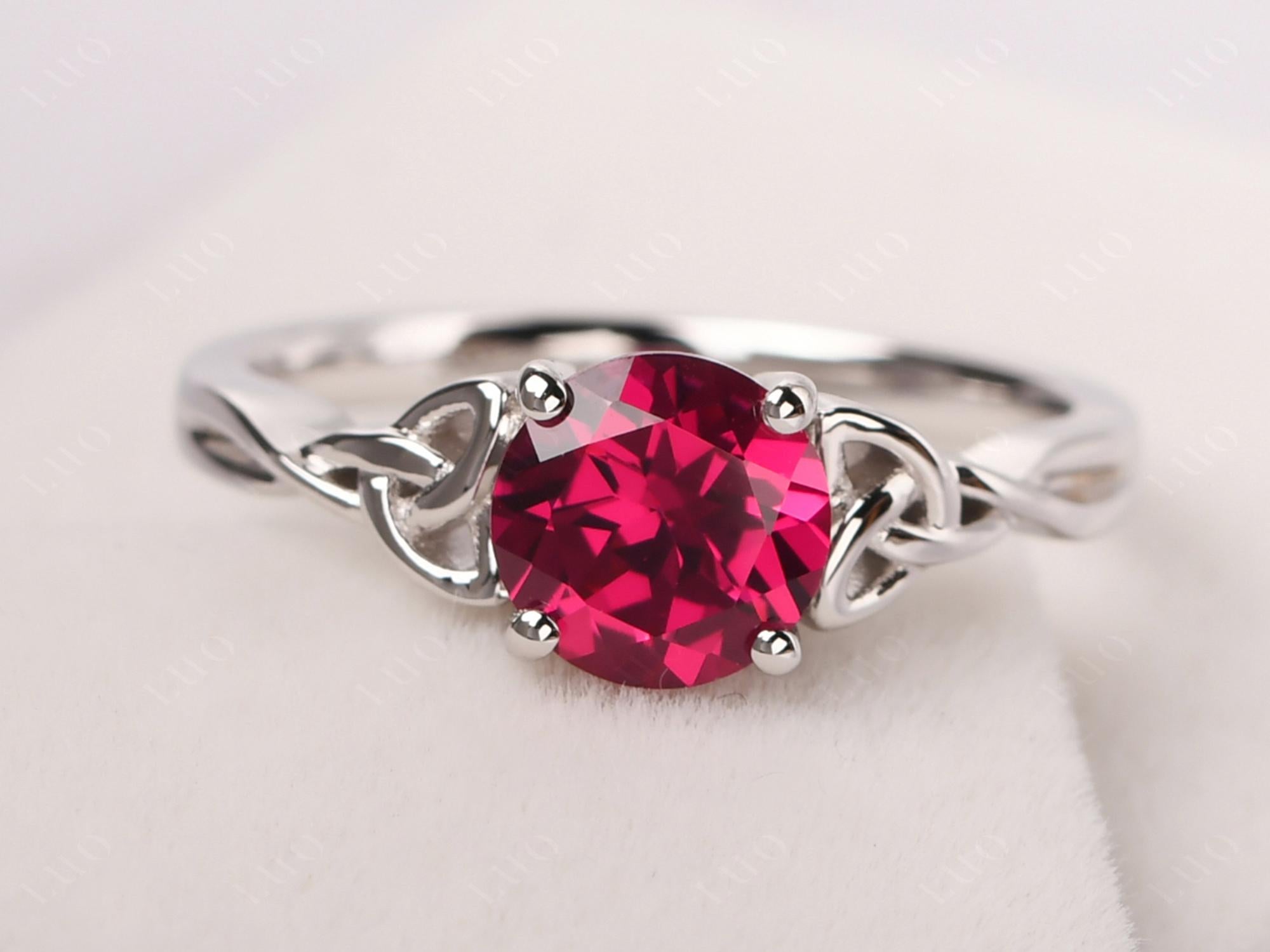Round Cut Ruby Celtic Ring - LUO Jewelry