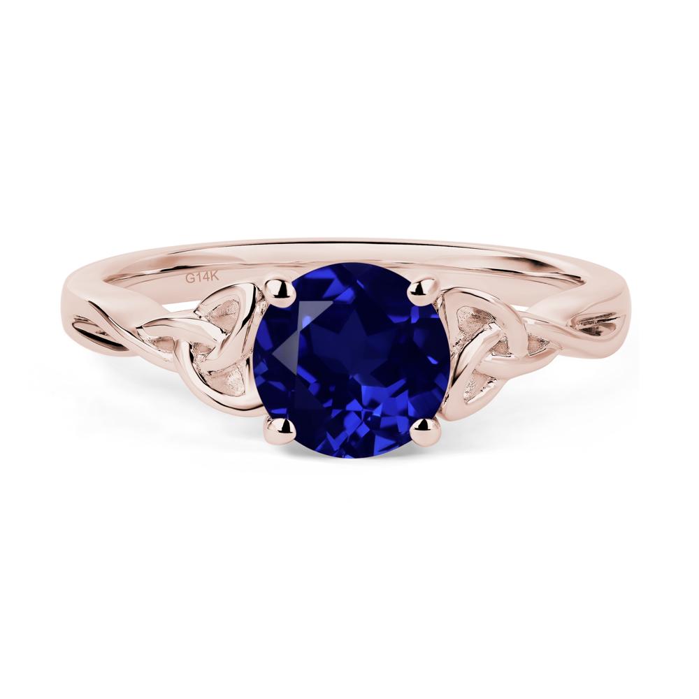 Round Cut Lab Created Sapphire Celtic Ring - LUO Jewelry #metal_14k rose gold