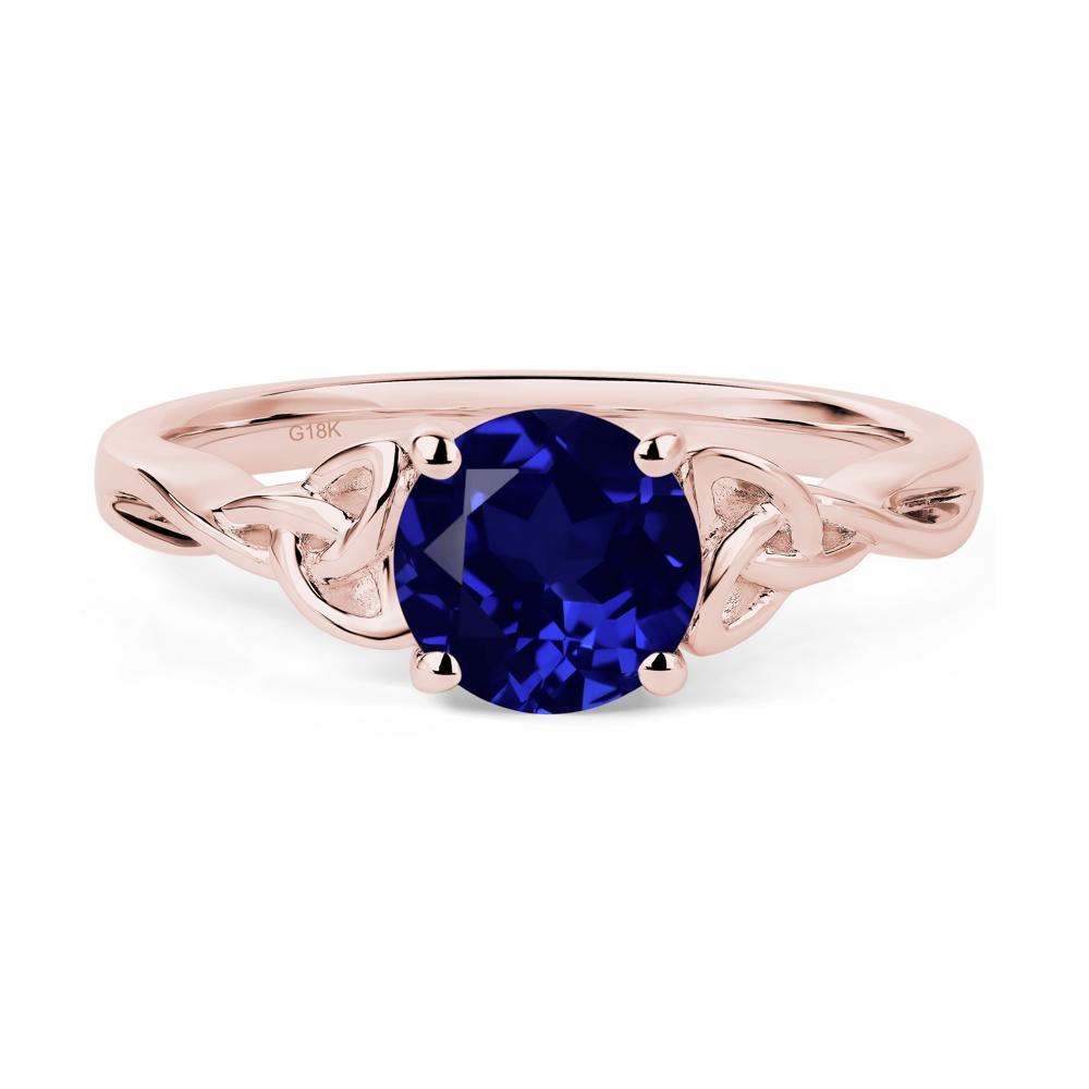 Round Cut Lab Created Sapphire Celtic Ring - LUO Jewelry #metal_18k rose gold