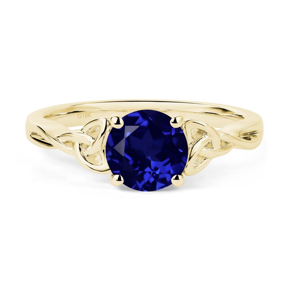 Round Cut Lab Created Sapphire Celtic Ring - LUO Jewelry #metal_18k yellow gold