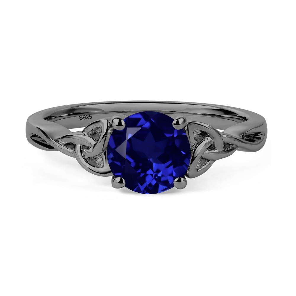 Round Cut Lab Created Sapphire Celtic Ring - LUO Jewelry #metal_black finish sterling silver