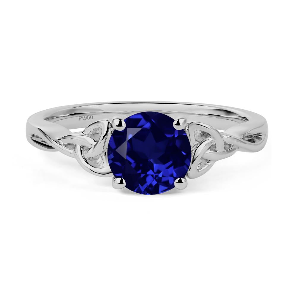 Round Cut Lab Created Sapphire Celtic Ring - LUO Jewelry #metal_platinum