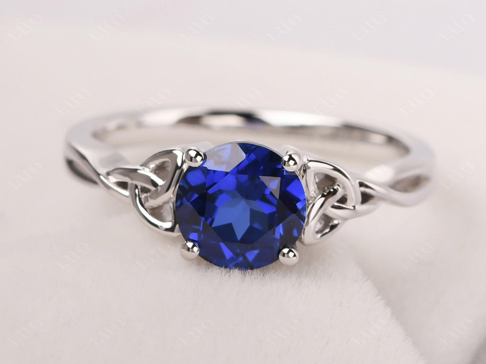 Round Cut Sapphire Celtic Ring - LUO Jewelry