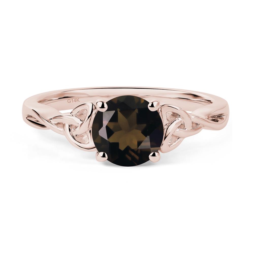 Round Cut Smoky Quartz Celtic Ring - LUO Jewelry #metal_14k rose gold