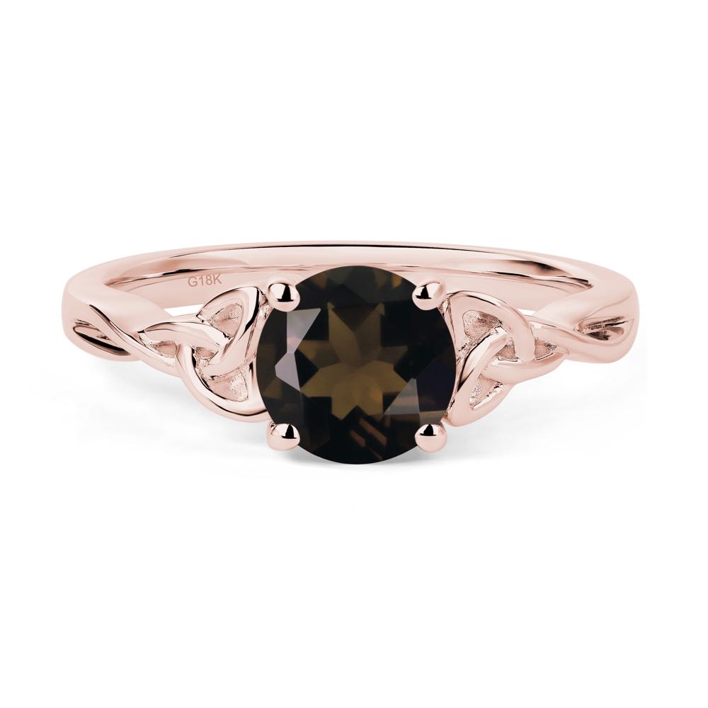 Round Cut Smoky Quartz Celtic Ring - LUO Jewelry #metal_18k rose gold