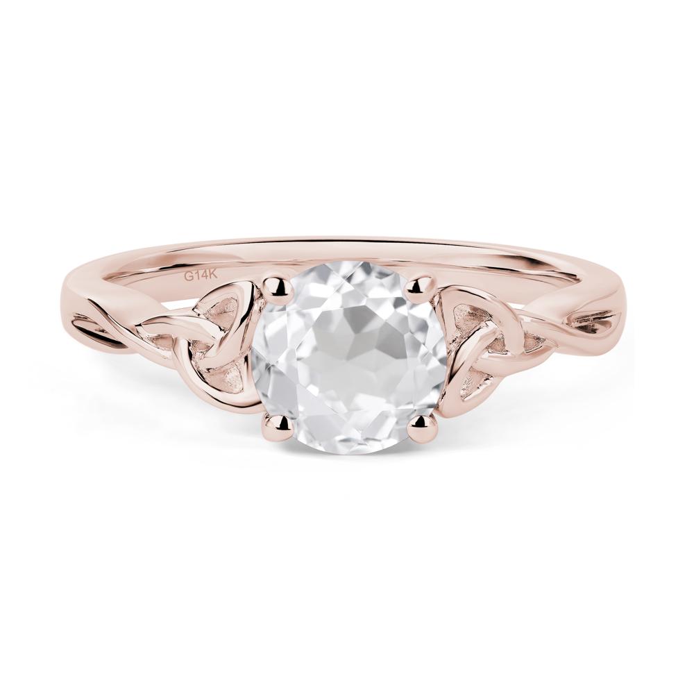 Round Cut White Topaz Celtic Ring - LUO Jewelry #metal_14k rose gold