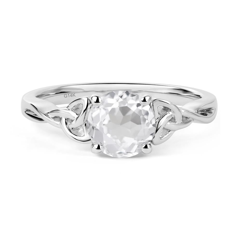 Round Cut White Topaz Celtic Ring - LUO Jewelry #metal_14k white gold