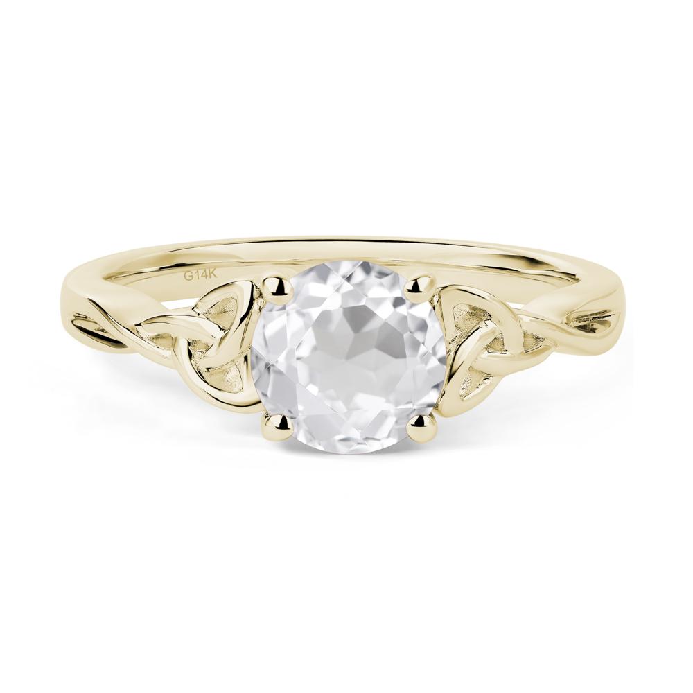 Round Cut White Topaz Celtic Ring - LUO Jewelry #metal_14k yellow gold