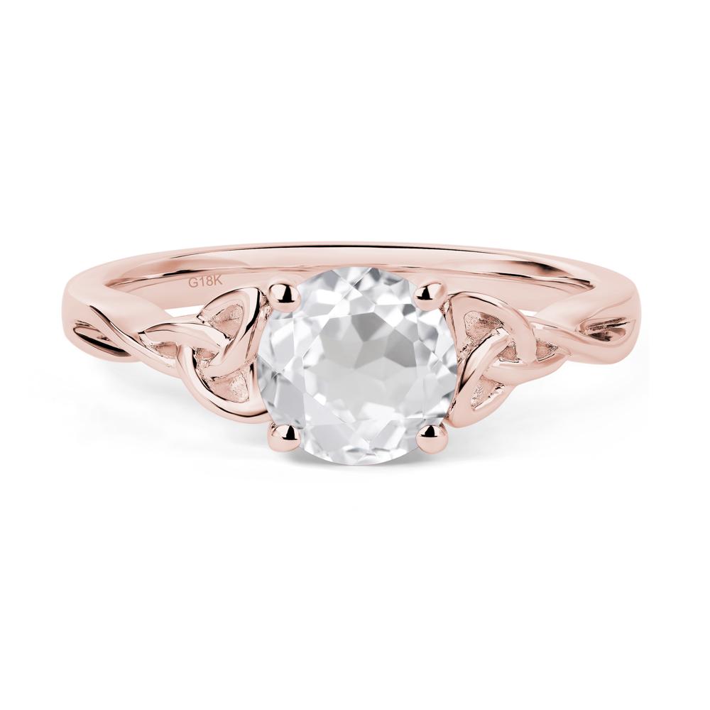 Round Cut White Topaz Celtic Ring - LUO Jewelry #metal_18k rose gold