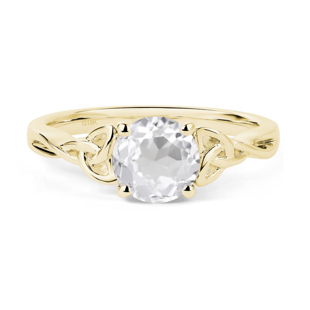 Round Cut White Topaz Celtic Ring - LUO Jewelry #metal_18k yellow gold